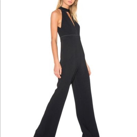 Alexis Jumpsuit Dawn Black Contrast Keyhole Trim Halter Jumpsuit Small - Picture 11 of 12